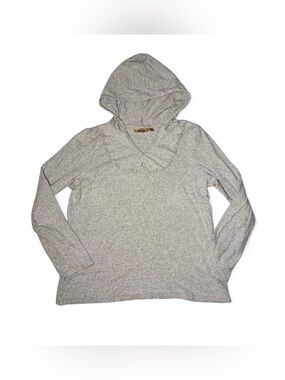 Y2K tee shirt hoodie Gray long sleeve hoodie with ruffle and gem button detail🗻
